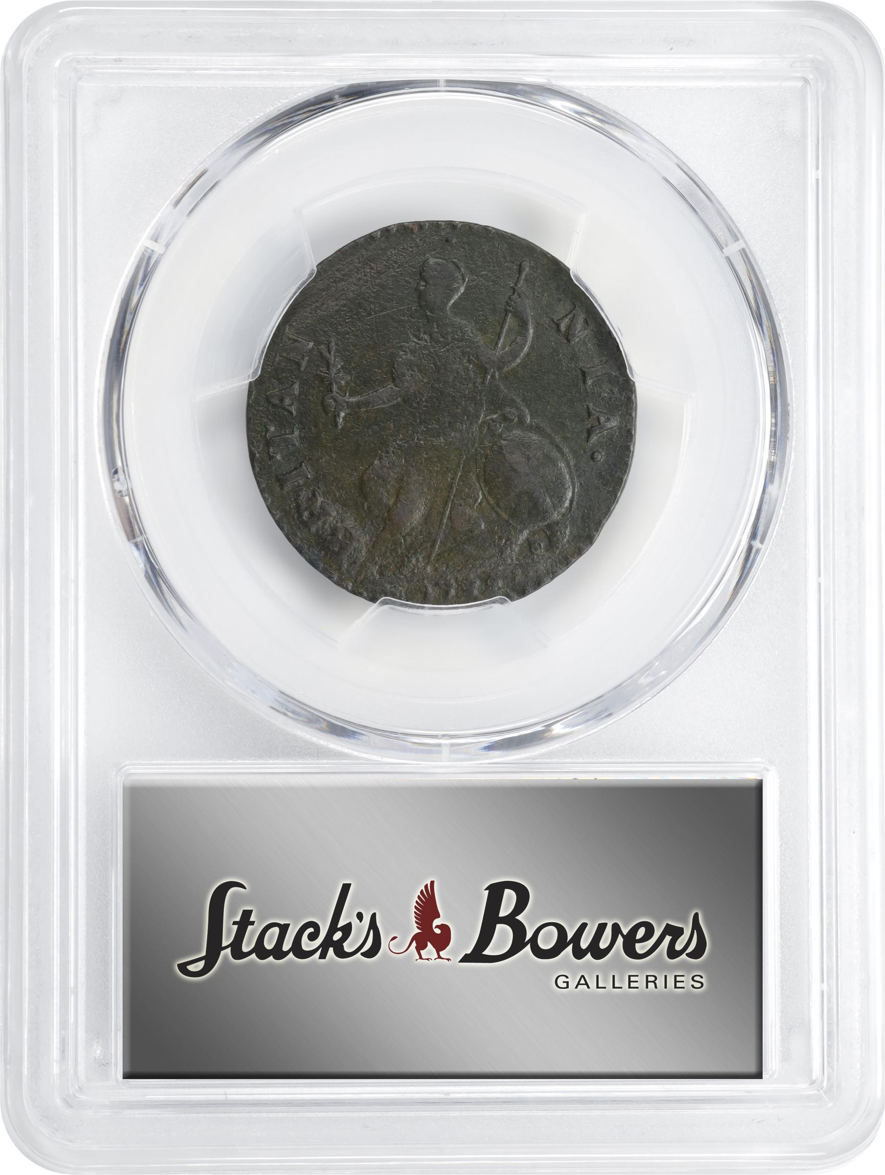 image for: 1772 Machin's Mills Halfpenny. Vlack 5-72A, W-7710. Rarity-6. GEORGIVS III, Group I. EF Details--Environmental Damage (PCGS).