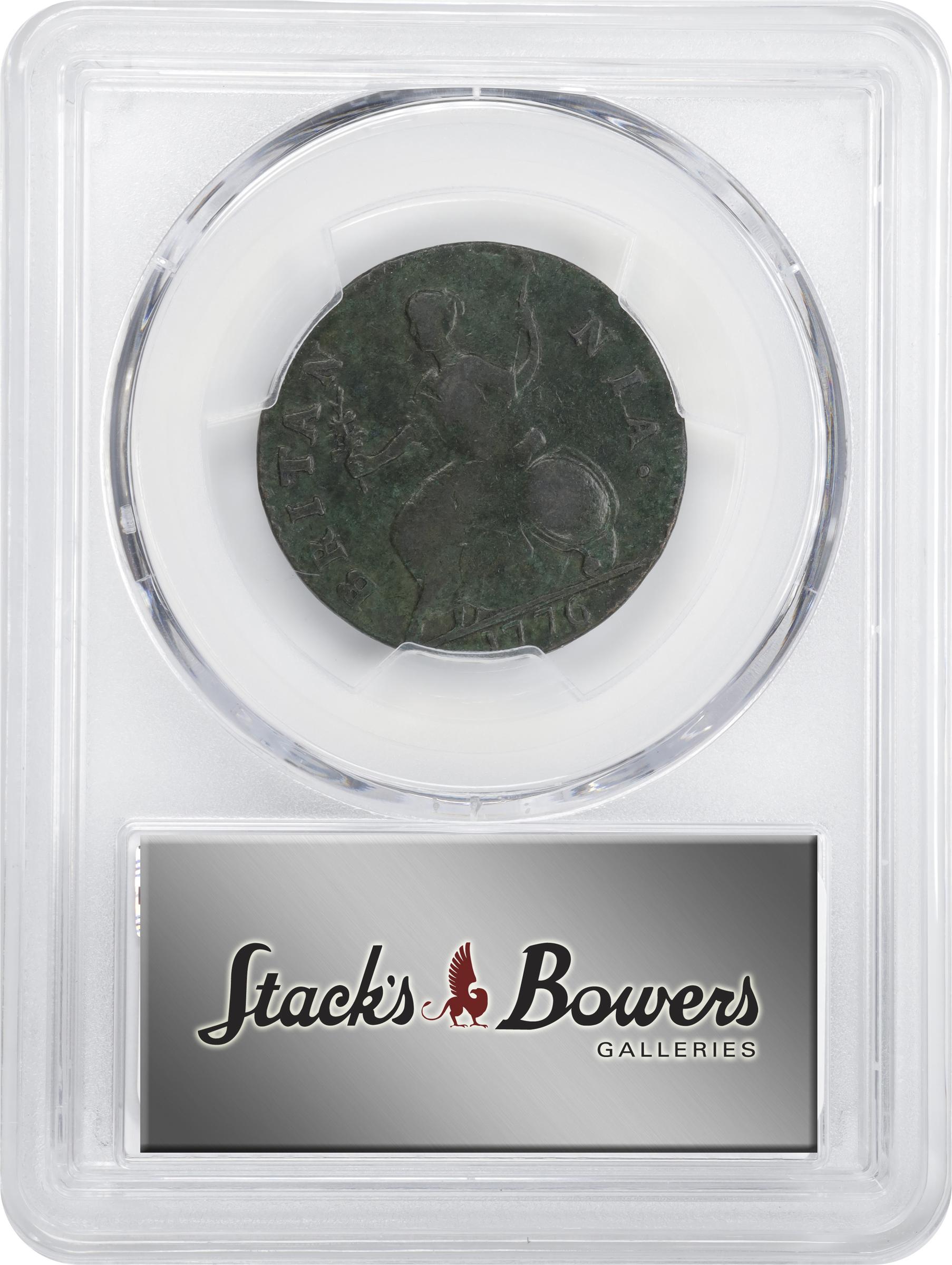 image for: 1776 Machin's Mills Halfpenny. Vlack 6-76A, W-7790. Rarity-4. GEORGIVS III, Group I, Large Date. VF Details--Environmental Damage (PCGS).