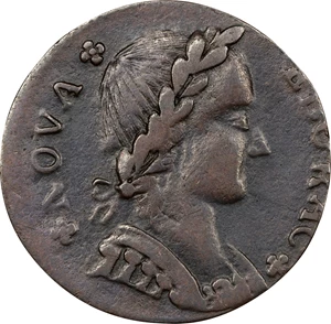 image for: 1787 Nova Eborac Copper. W-5760. Rarity-3. Medium Bust, Seated Figure Right. VF-25 (PCGS).