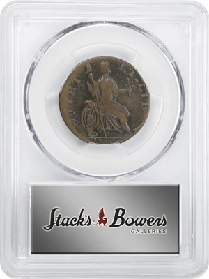 image for: 1787 Nova Eborac Copper. W-5760. Rarity-3. Medium Bust, Seated Figure Right. VF-25 (PCGS).