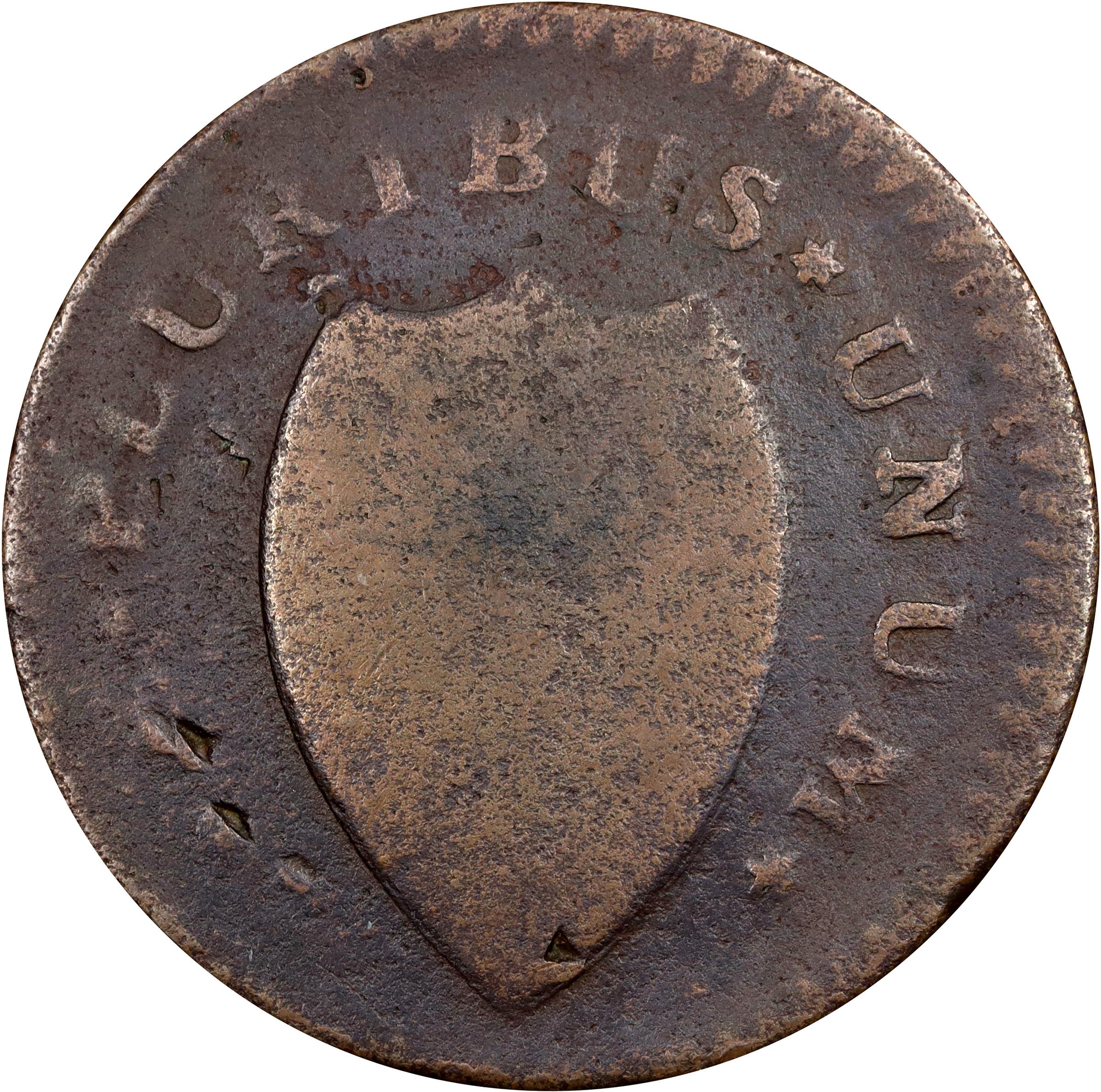 image for: 1786 New Jersey Copper. Maris 12-I, W-4795. Rarity-5. Date Under Plow, No Coulter, Shaggy Mane. Very Good, Surface Marks.