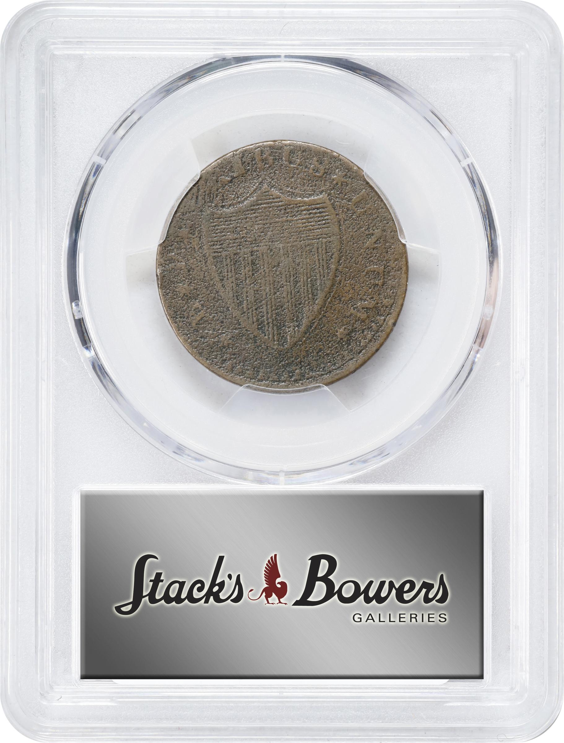 image for: 1787 New Jersey Copper. Maris 54-k, W-5295. Rarity-3. No Sprig Above Plow, Serpent Head. VF Details--Environmental Damage (PCGS).