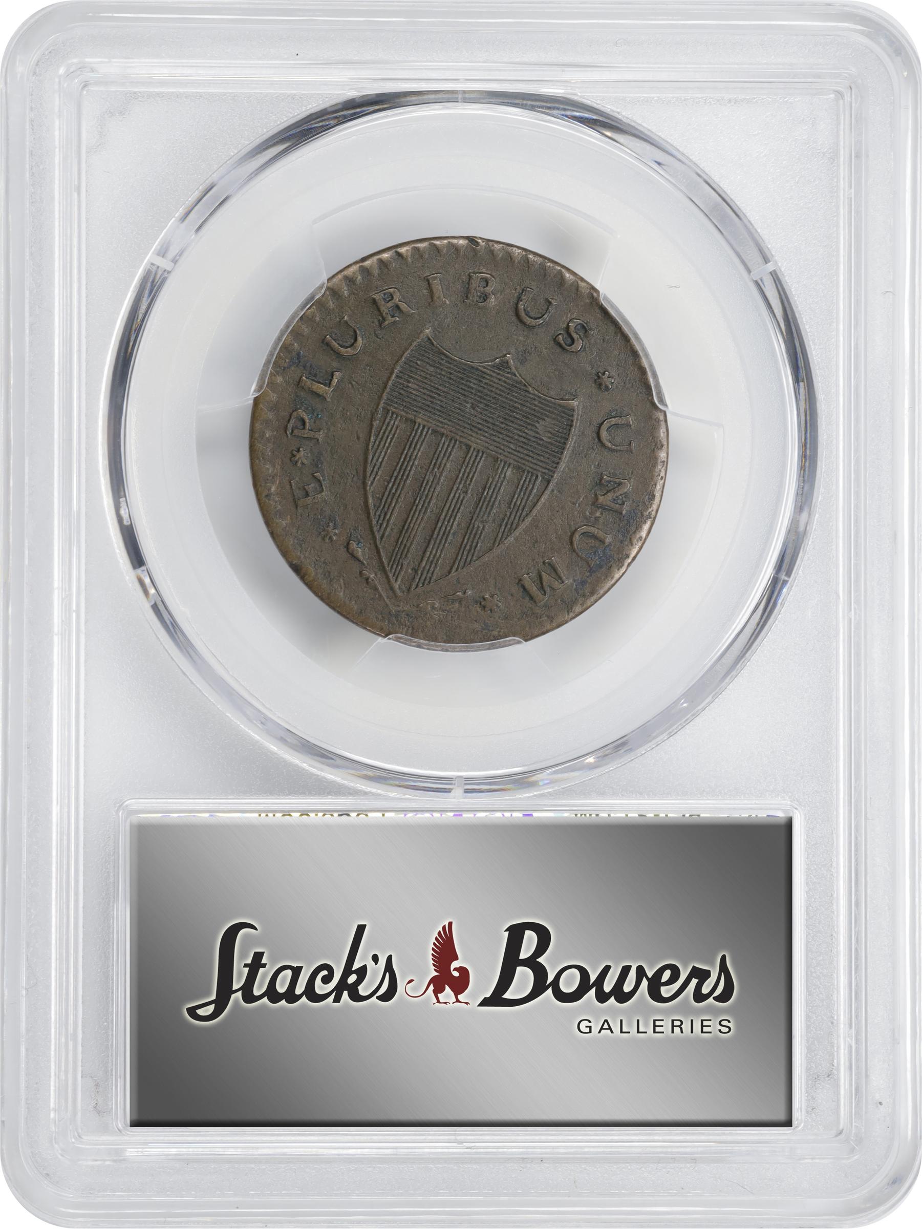 image for: 1788 New Jersey Copper. Maris 67-v, W-5510. Rarity-1. Head Right, Brushed Mane. AU Details--Environmental Damage (PCGS).