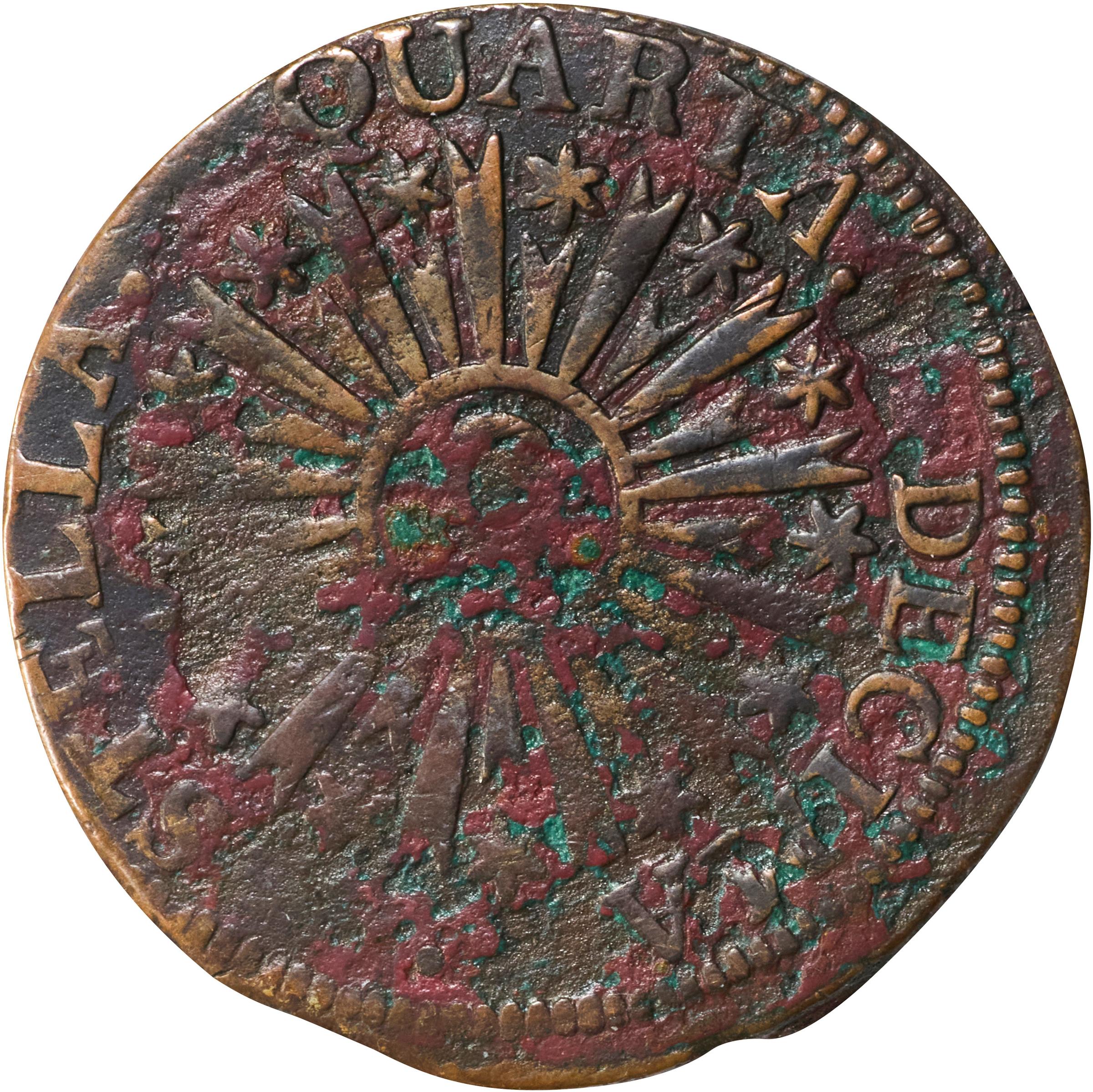 image for: 1785 Vermont Copper. Landscape. RR-4, Bressett 3-C, W-2015. Rarity-4. VERMONTIS. Very Fine, Planchet Flaws.