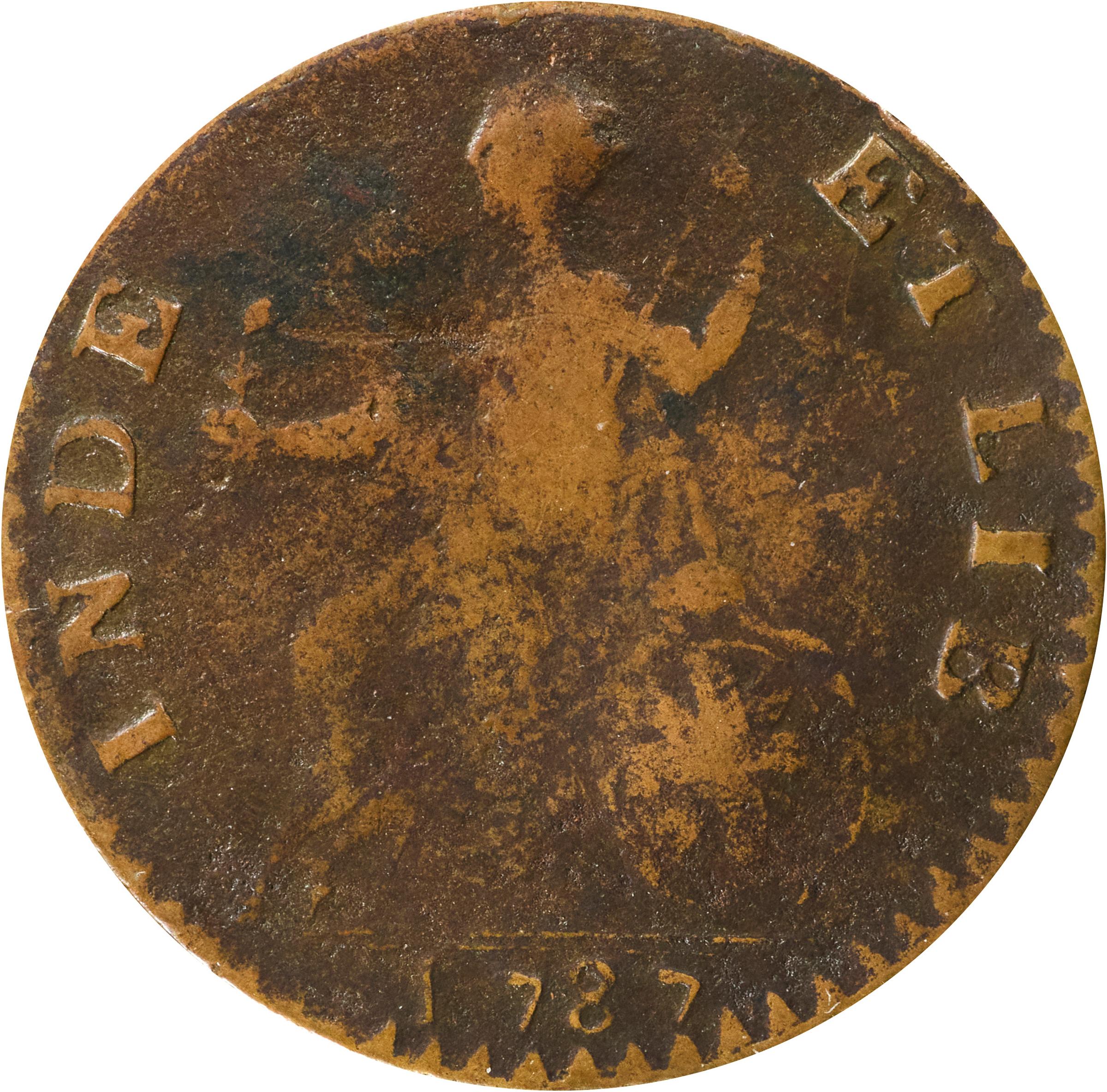 image for: 1787 Vermont Copper. RR-14, Bressett 10-K, W-2105. Rarity-3. Bust Right. Fine.
