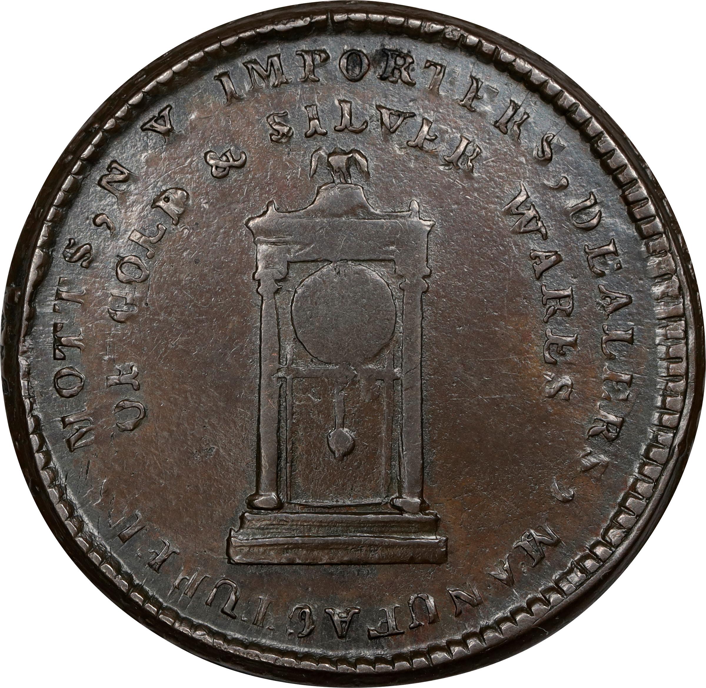image for: "1789" Mott Token. Breen-1022, var. Thick Planchet. Engrailed Edge. Cent Weight. AU-53 (PCGS).