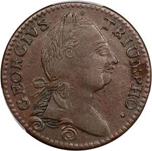 image for: 1783 Washington Georgivs Triumpho Token. Musante GW-54, Baker-7, W-10100. AU-50 (PCGS).