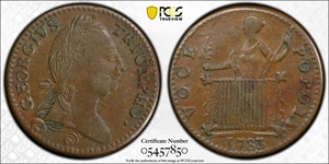 image for: 1783 Washington Georgivs Triumpho Token. Musante GW-54, Baker-7, W-10100. AU-50 (PCGS).