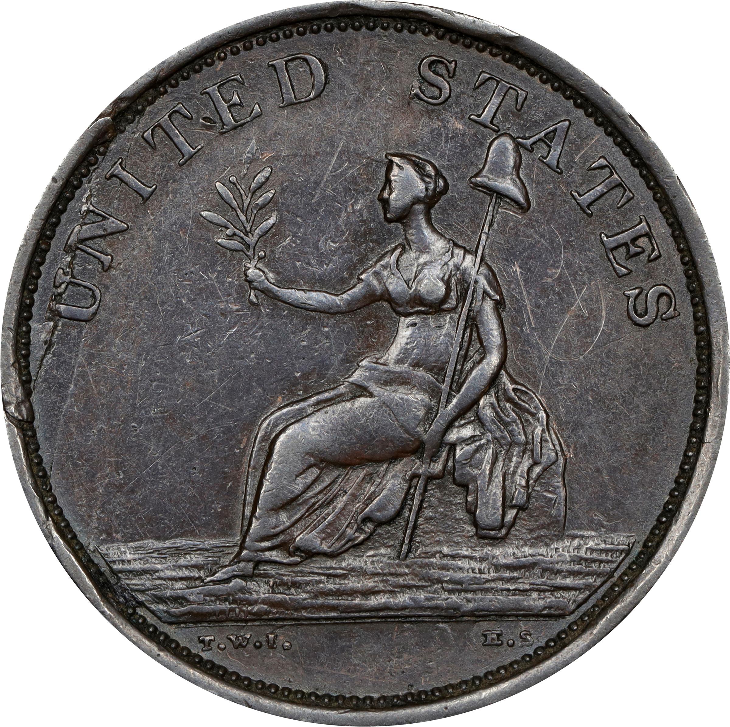 image for: "1783" (ca. 1820) Washington Military Bust Copper. Musante GW-109, Vlack 1-A, Baker-4B, W-10150. Small Military Bust. Engrailed Edge. EF-45 (PCGS).