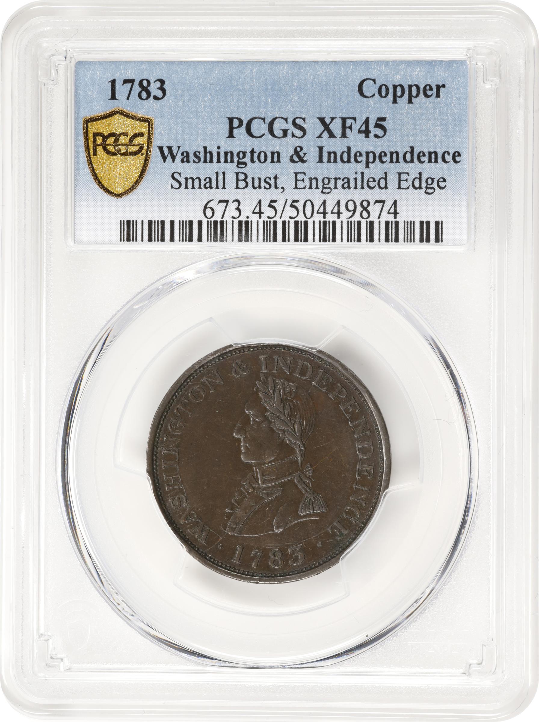 image for: "1783" (ca. 1820) Washington Military Bust Copper. Musante GW-109, Vlack 1-A, Baker-4B, W-10150. Small Military Bust. Engrailed Edge. EF-45 (PCGS).