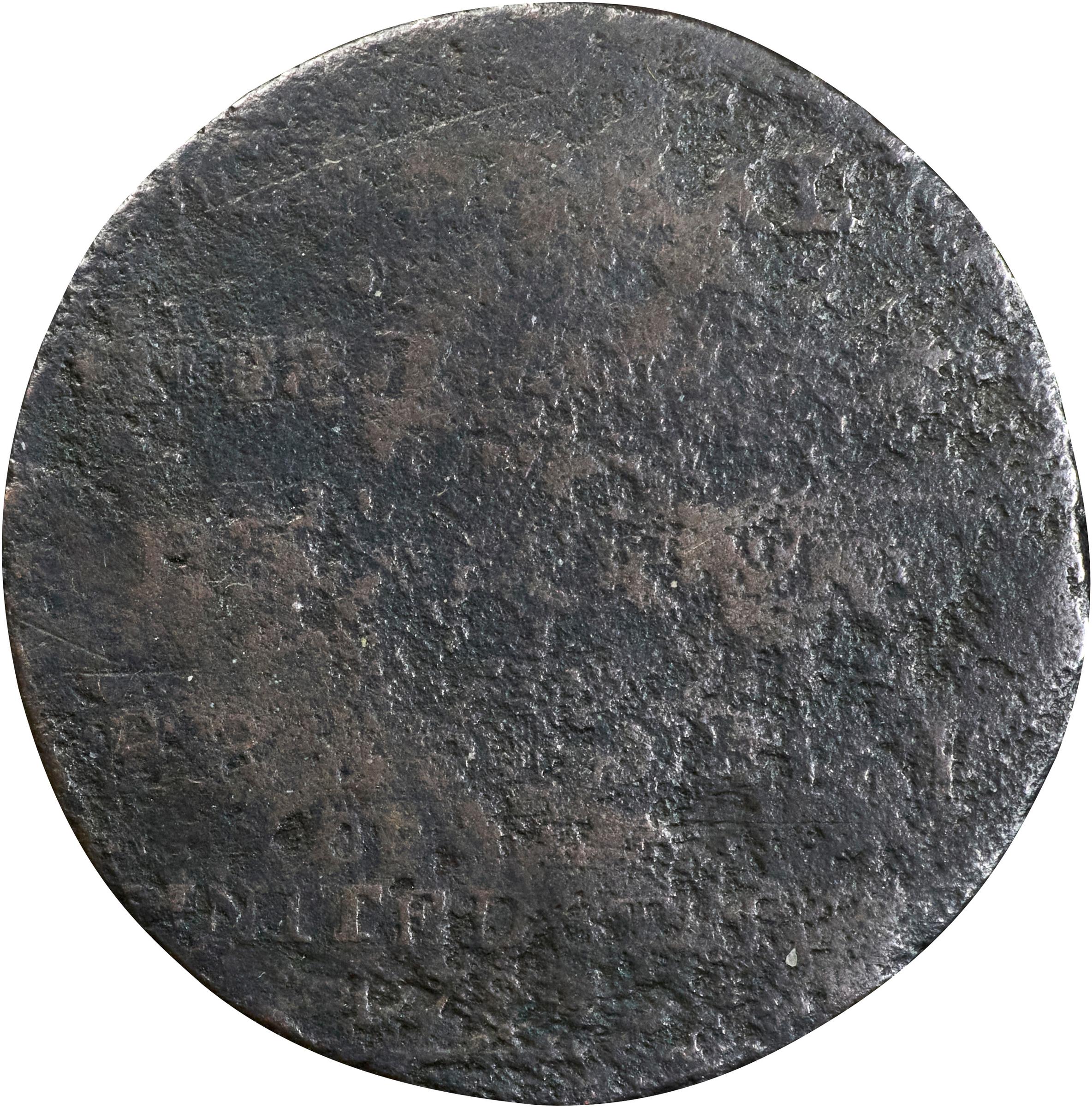 image for: "1789" (ca. 1792) Washington Born Virginia Copper. Legend Reverse. Musante GW-33, Baker-60, W-10730. Second Reverse. Copper. Plain Edge. Very Good, Granular.