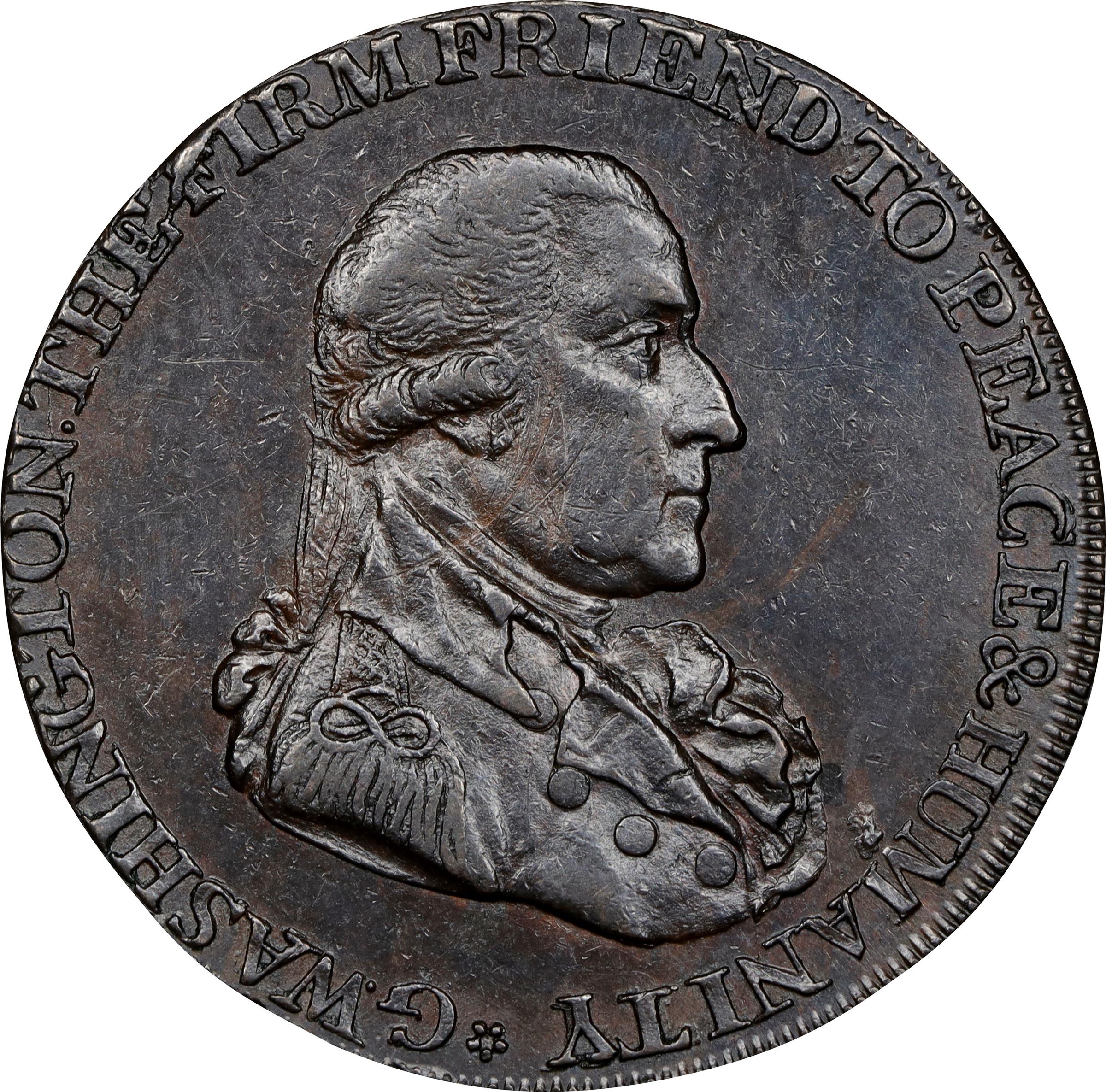 image for: 1795 Washington Grate Halfpenny. Musante GW-49, Baker-29, W-10990. Large Buttons. Copper. Lettered Edge. AU Details--Scratch (PCGS).