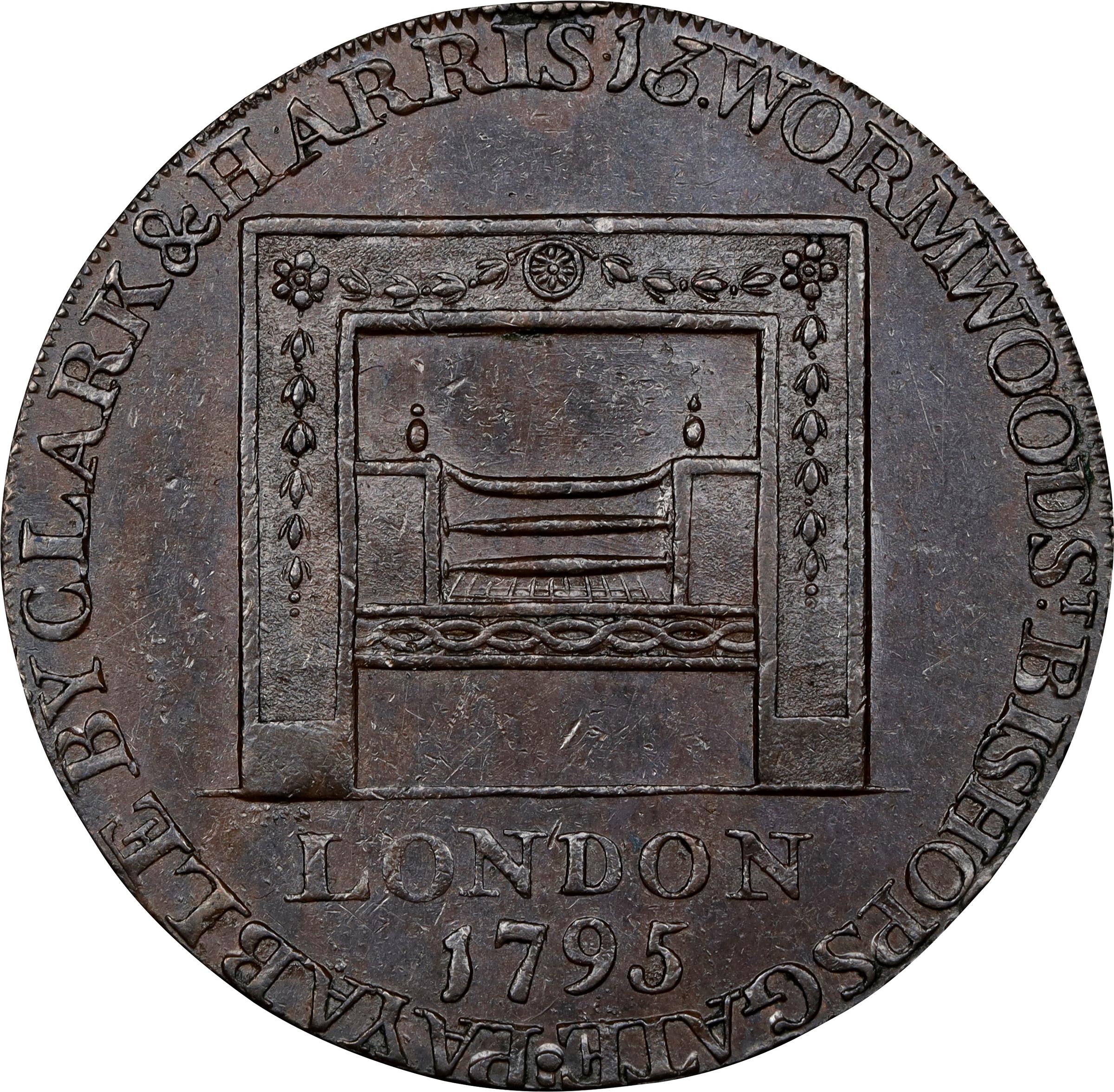 image for: 1795 Washington Grate Halfpenny. Musante GW-49, Baker-29, W-10990. Large Buttons. Copper. Lettered Edge. AU Details--Scratch (PCGS).