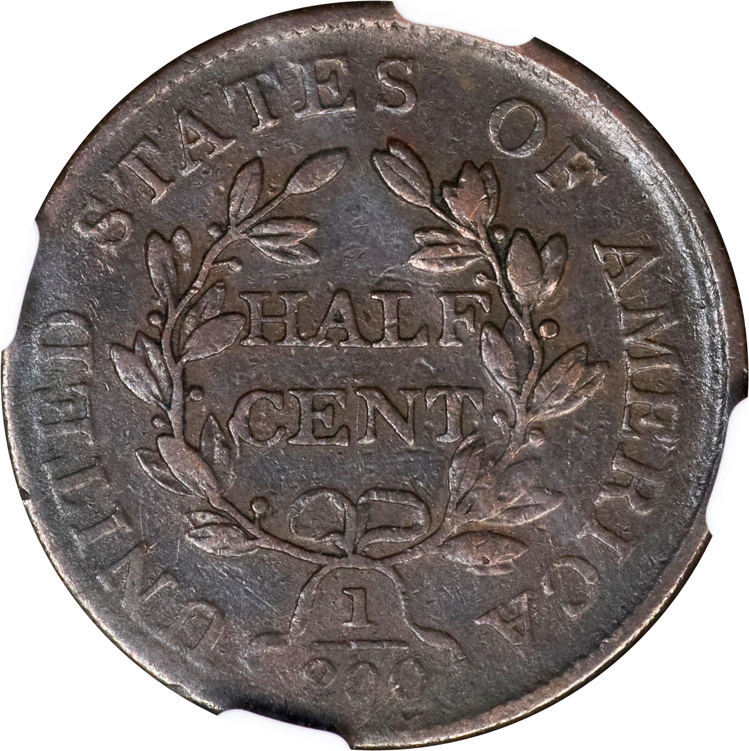 1806 1/2c Small 6, No Stems MS BN VF35 BN thumbnail 2
