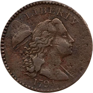 image for: 1794 Liberty Cap Cent. S-43, B-32. Rarity-2. Head of 1794, Short Bust. VF Details--Environmental Damage (PCGS).