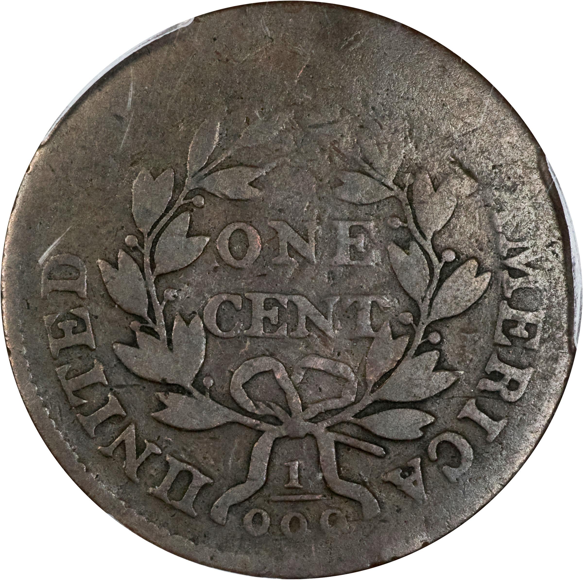 image for: 1801 Draped Bust Cent. S-219. Rarity-2. 3 Errors Reverse. AG-3 (PCGS). CAC.