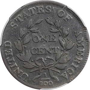 image for: 1801 Draped Bust Cent. S-221, B-5. Rarity-2. 1/100 Over 1/000. Fine Details--Environmental Damage (PCGS).