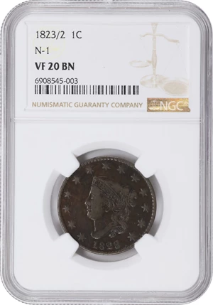 image for: 1823/2 Matron Head Cent. N-1. Rarity-2. VF-20 BN (NGC).