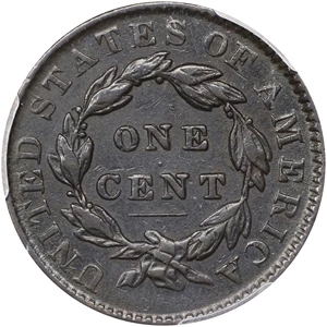 image for: 1835 Matron Head Cent. N-1. Rarity-1. Large 8 and Stars. VF Details--Environmental Damage (PCGS).