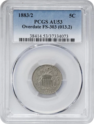 image for: 1883/2 Shield Nickel. FS-303. AU-53 (PCGS).