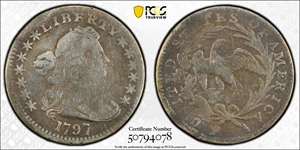 image for: 1797 Draped Bust Half Dime. LM-4, V-1. Rarity-6. 13 Stars. Fine Details--Bent (PCGS).
