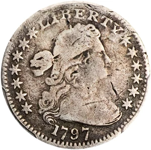 image for: 1797 Draped Bust Half Dime. LM-4, V-1. Rarity-6. 13 Stars. VG Details--Repaired (PCGS).