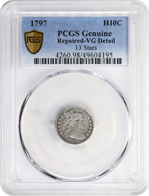 image for: 1797 Draped Bust Half Dime. LM-4, V-1. Rarity-6. 13 Stars. VG Details--Repaired (PCGS).