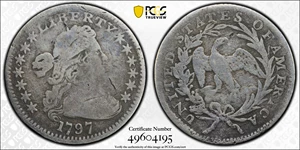 image for: 1797 Draped Bust Half Dime. LM-4, V-1. Rarity-6. 13 Stars. VG Details--Repaired (PCGS).