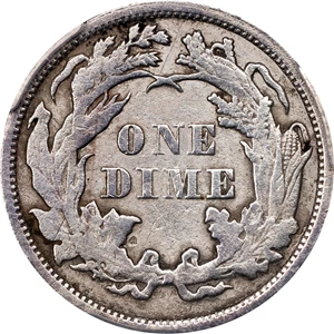 image for: 1865 Liberty Seated Dime. EF Details--Harshly Cleaned (PCGS).