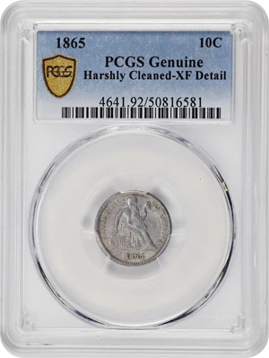 image for: 1865 Liberty Seated Dime. EF Details--Harshly Cleaned (PCGS).