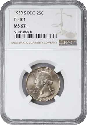 image for: 1939-S Washington Quarter. FS-101. Doubled Die Obverse. MS-67+ (NGC).