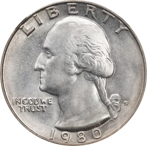 image for: 1980-D Washington Quarter. MS-67+ (NGC).
