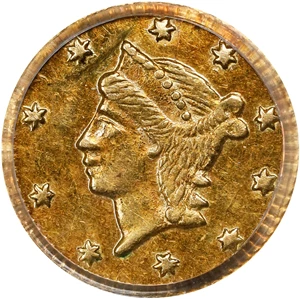image for: 1855 Round 25 Cents. BG-226A. Rarity-5. Liberty Head. Unc Details--Bent (PCGS).