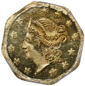 image for: 1856 Octagonal 50 Cents. BG-307. Rarity-5+. Liberty Head. MS-63 (PCGS).
