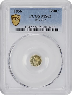 image for: 1856 Octagonal 50 Cents. BG-307. Rarity-5+. Liberty Head. MS-63 (PCGS).
