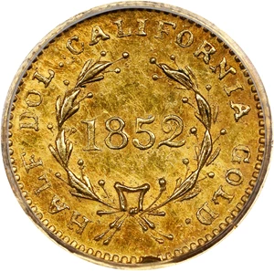 image for: 1852-DN Round 50 Cents. BG-407. Rarity-4. Liberty Head. Unc Details--Scratch (PCGS).
