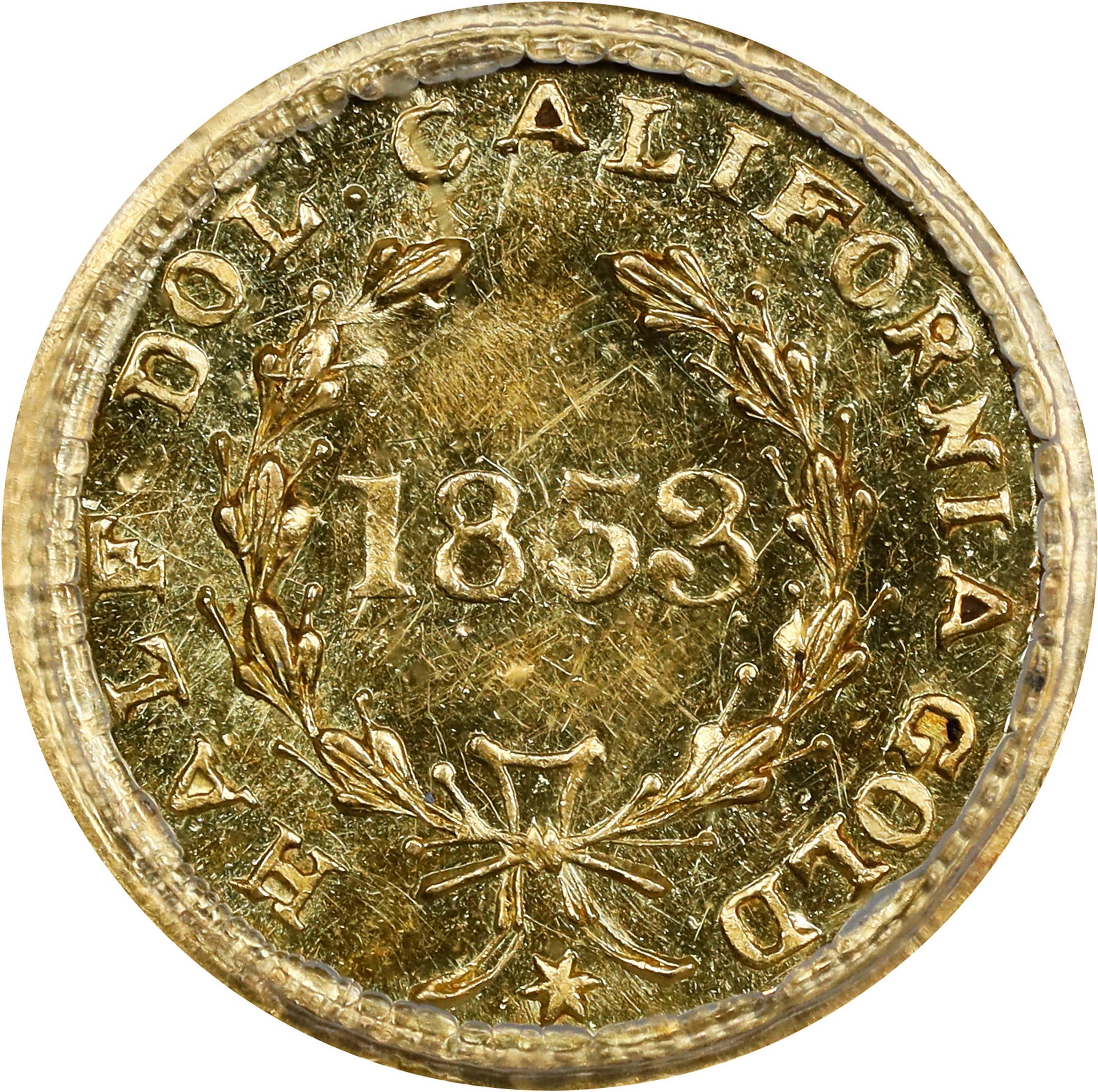 image for: 1853 Round 50 Cents. BG-429. Rarity-4-. Liberty Head. MS-62 (PCGS).
