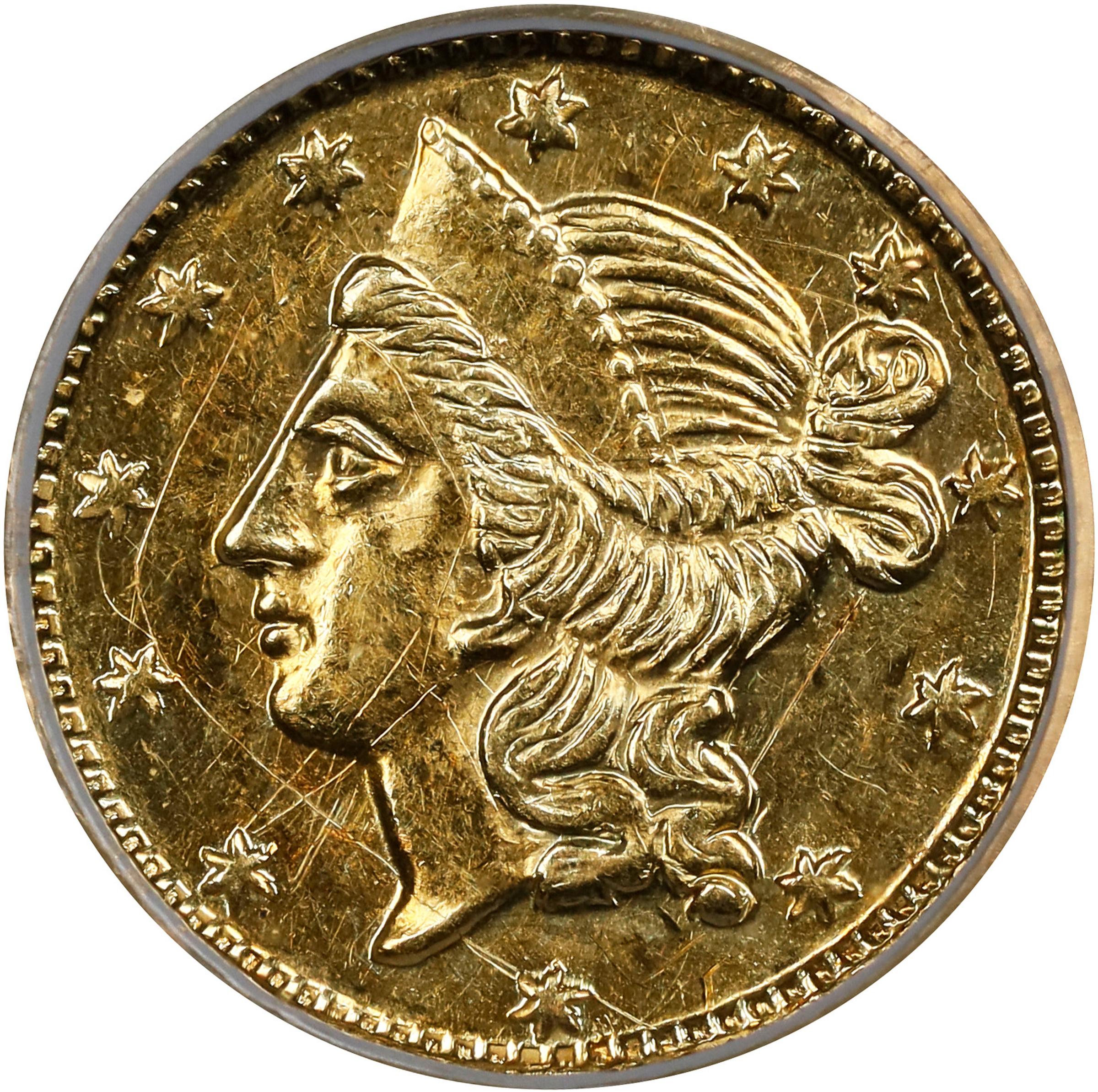 image for: 1856-N Round 50 Cents. BG-434. Rarity-4-. Liberty Head. Unc Details--Scratch (PCGS).