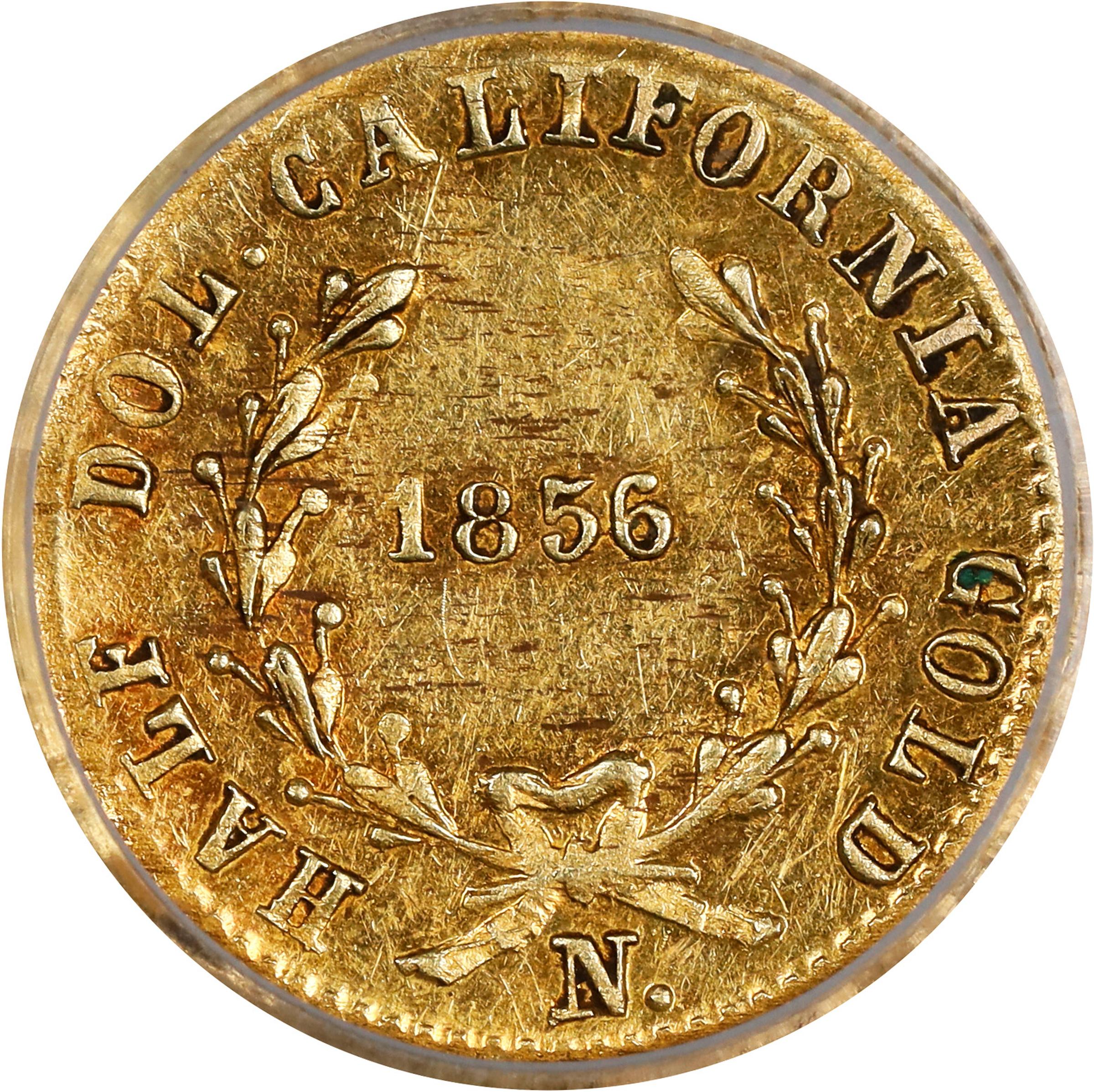 image for: 1856-N Round 50 Cents. BG-434. Rarity-4-. Liberty Head. AU-58 (PCGS).