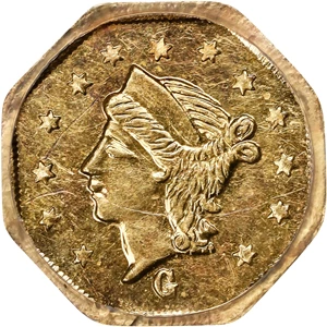 image for: 1866-G Octagonal 25 Cents. BG-740. Rarity-6-. Liberty Head. Unc Details--Scratch (PCGS).