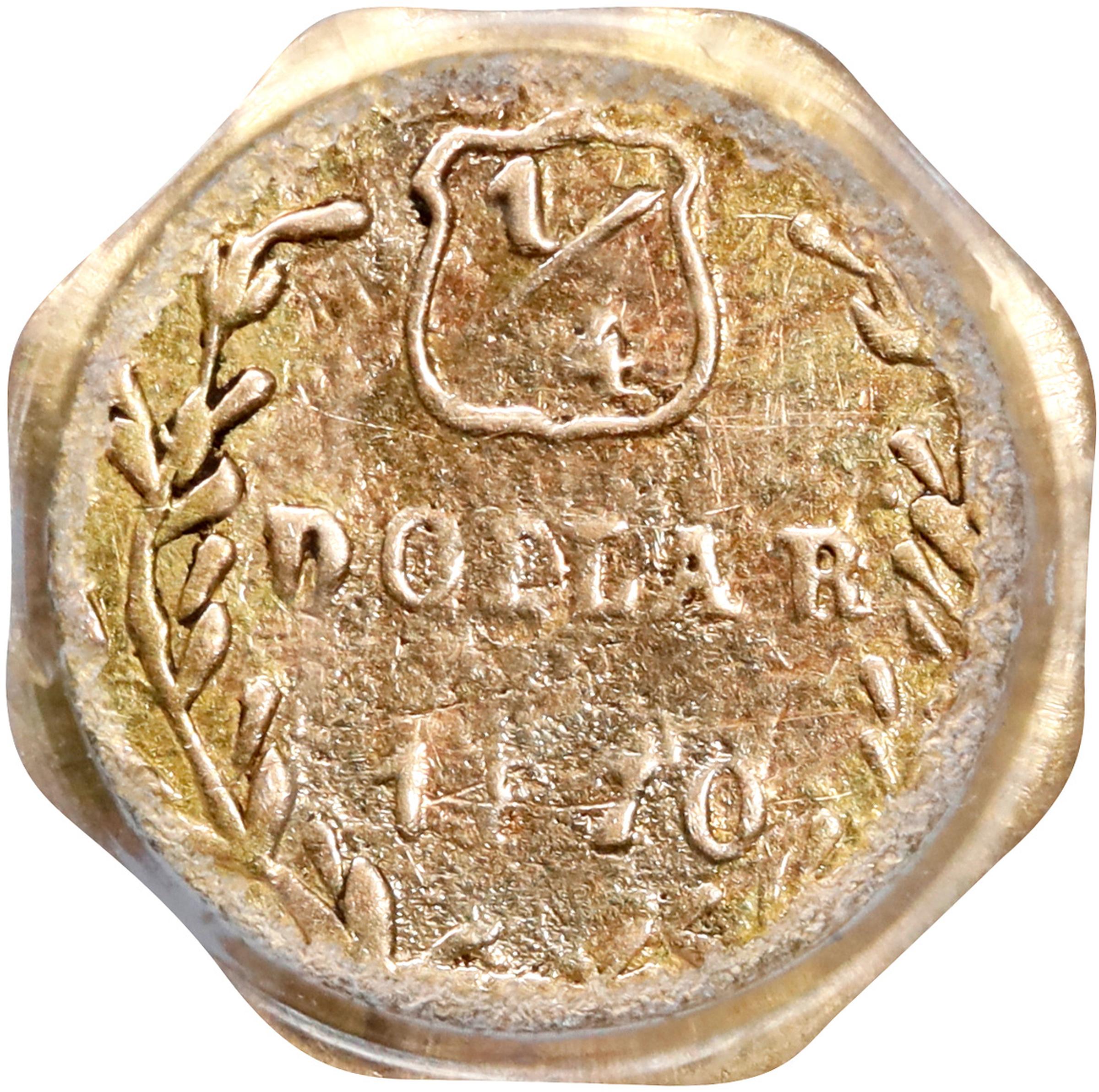 image for: 1870 Octagonal 25 Cents. BG-752. Rarity-5-. Liberty Head. EF Details--Environmental Damage (PCGS).