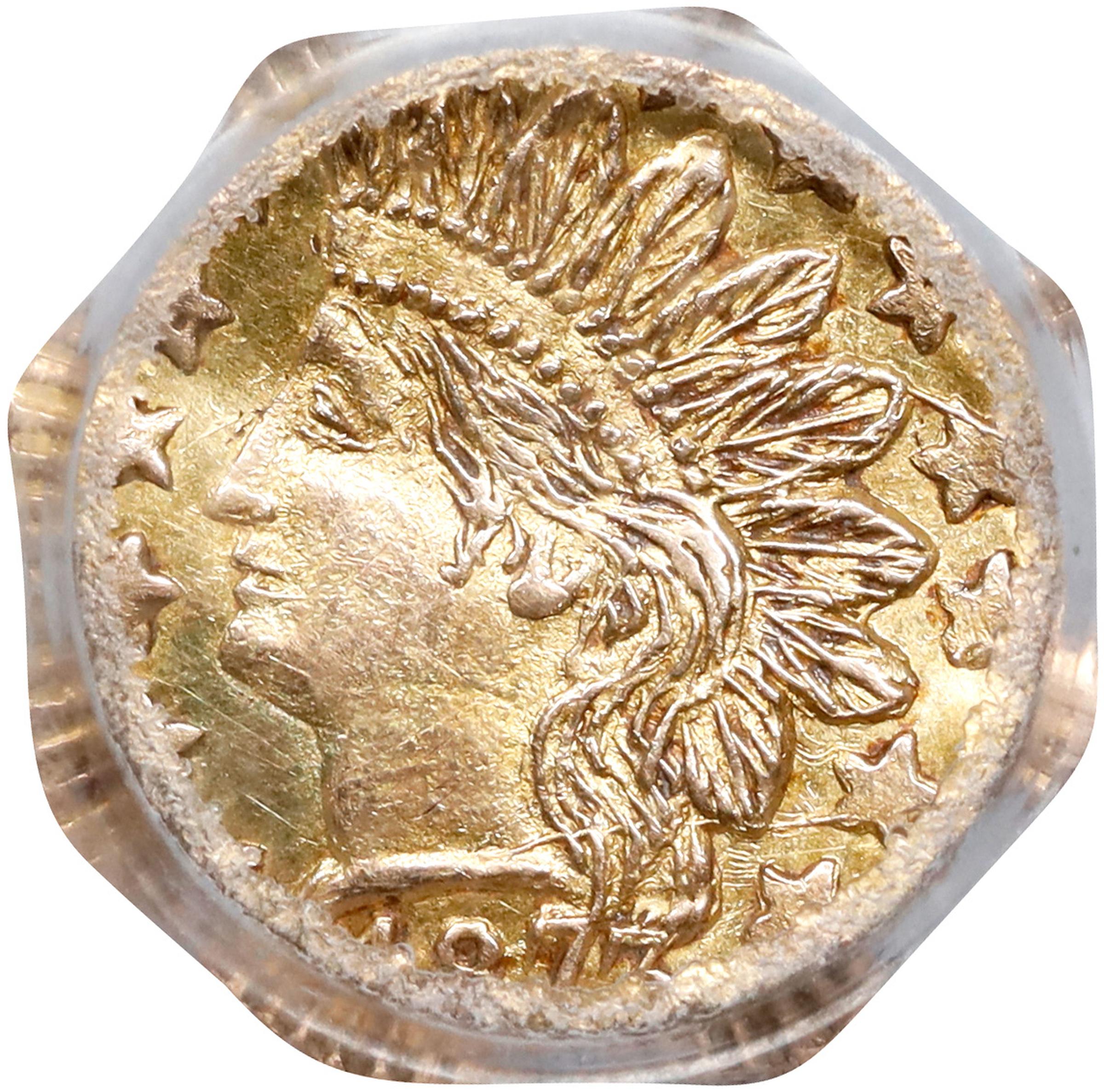 image for: 1873 Octagonal 25 Cents. BG-794. Rarity-5+. Indian Head. Unc Details--Bent (PCGS).