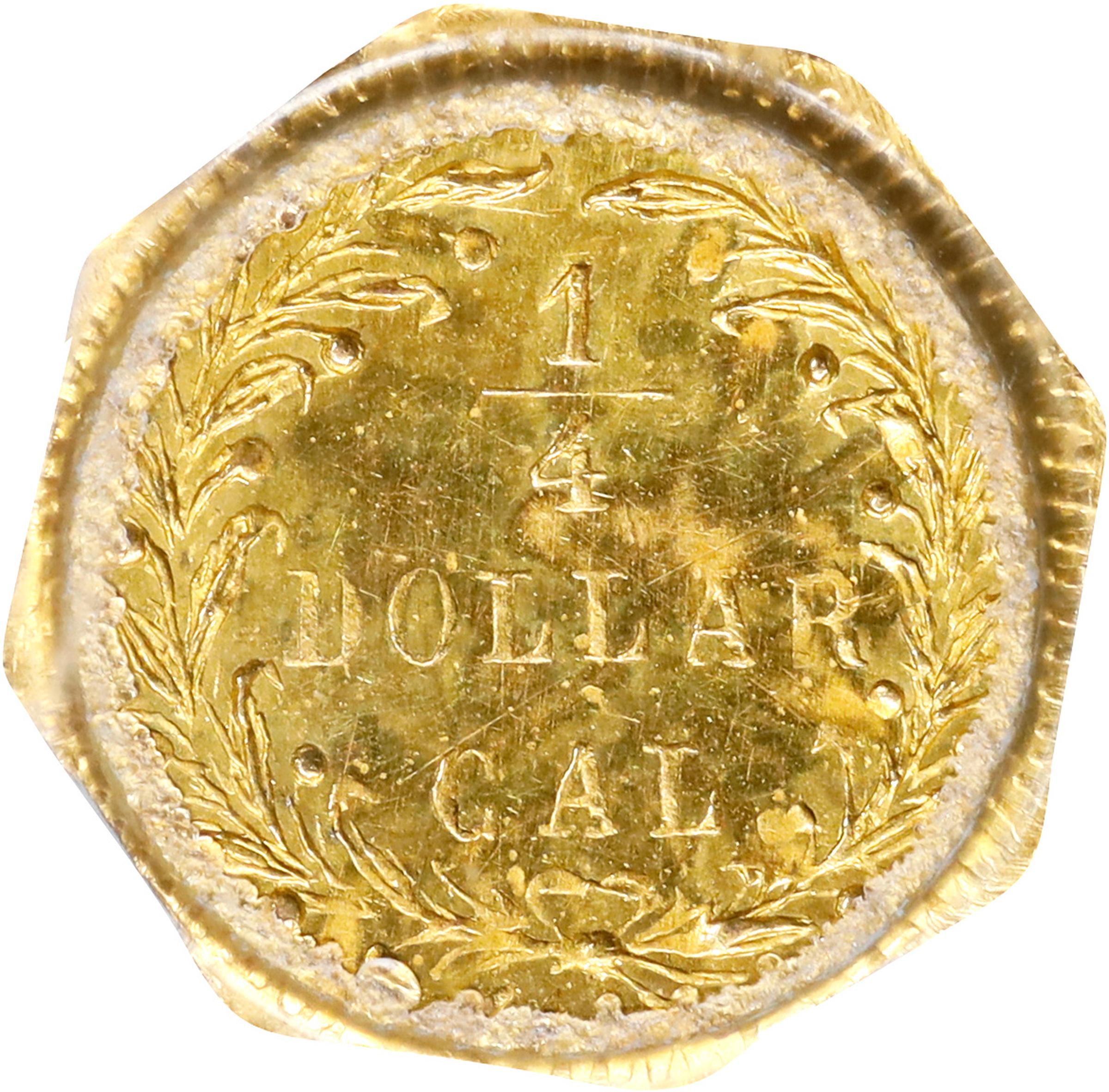 image for: 1875 Octagonal 25 Cents. BG-796. Rarity-5. Indian Head. MS-64 (PCGS).