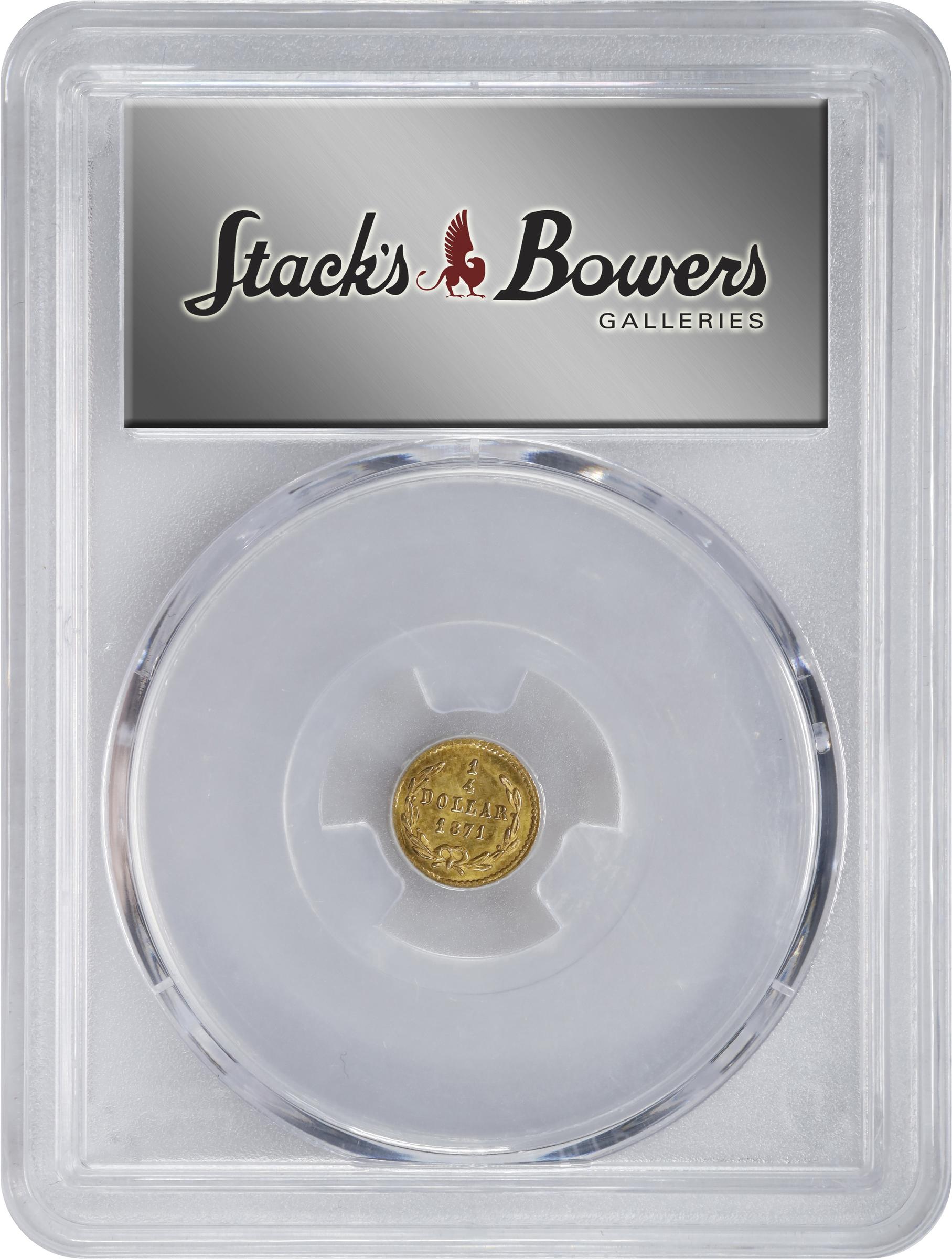 image for: 1871 Round 25 Cents. BG-809. Rarity-4-. Liberty Head. MS-64 (PCGS).