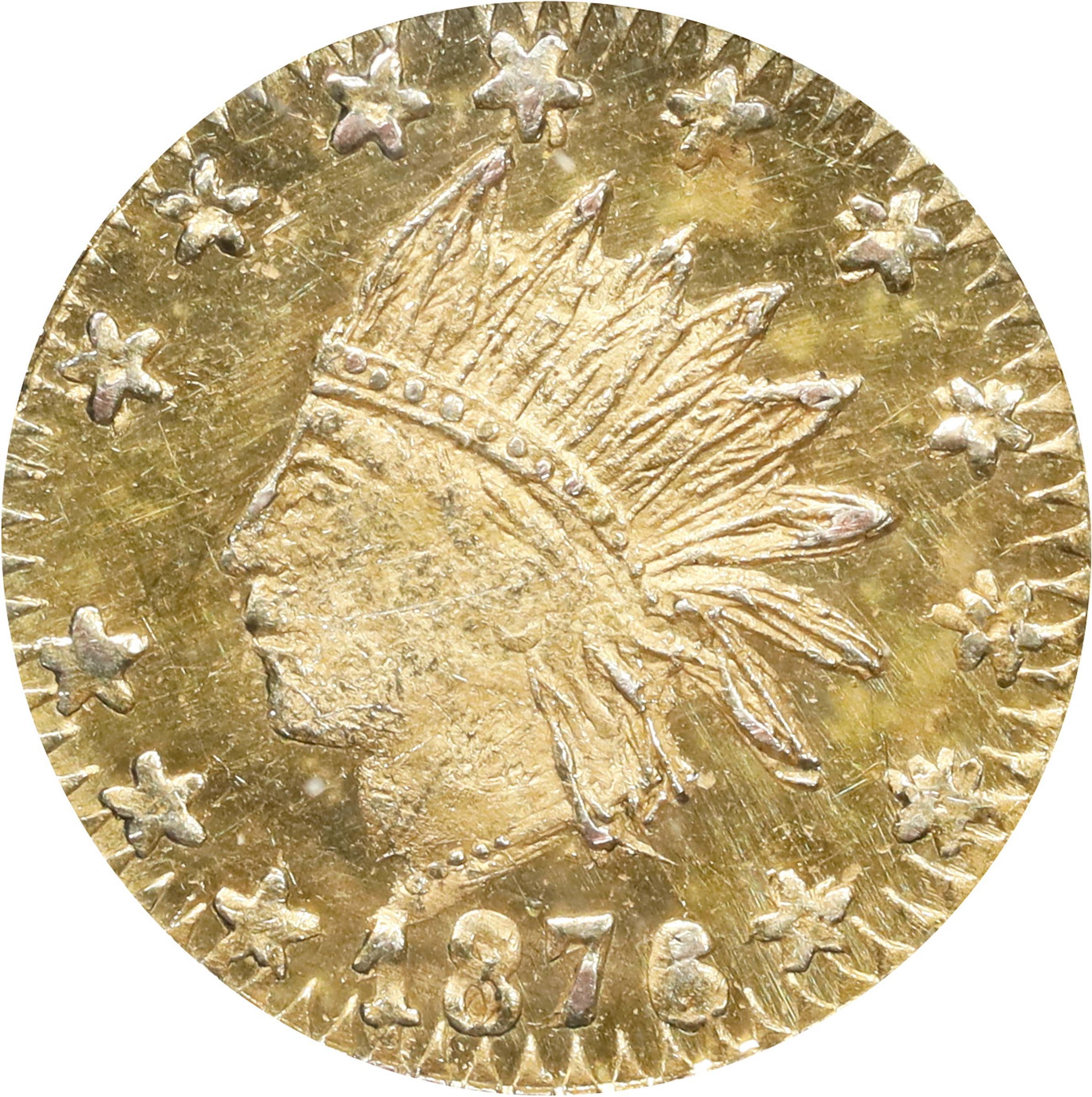 image for: 1876 Round 25 Cents. BG-852. Rarity-5+. Indian Head. Unc Details--Scratch (PCGS).