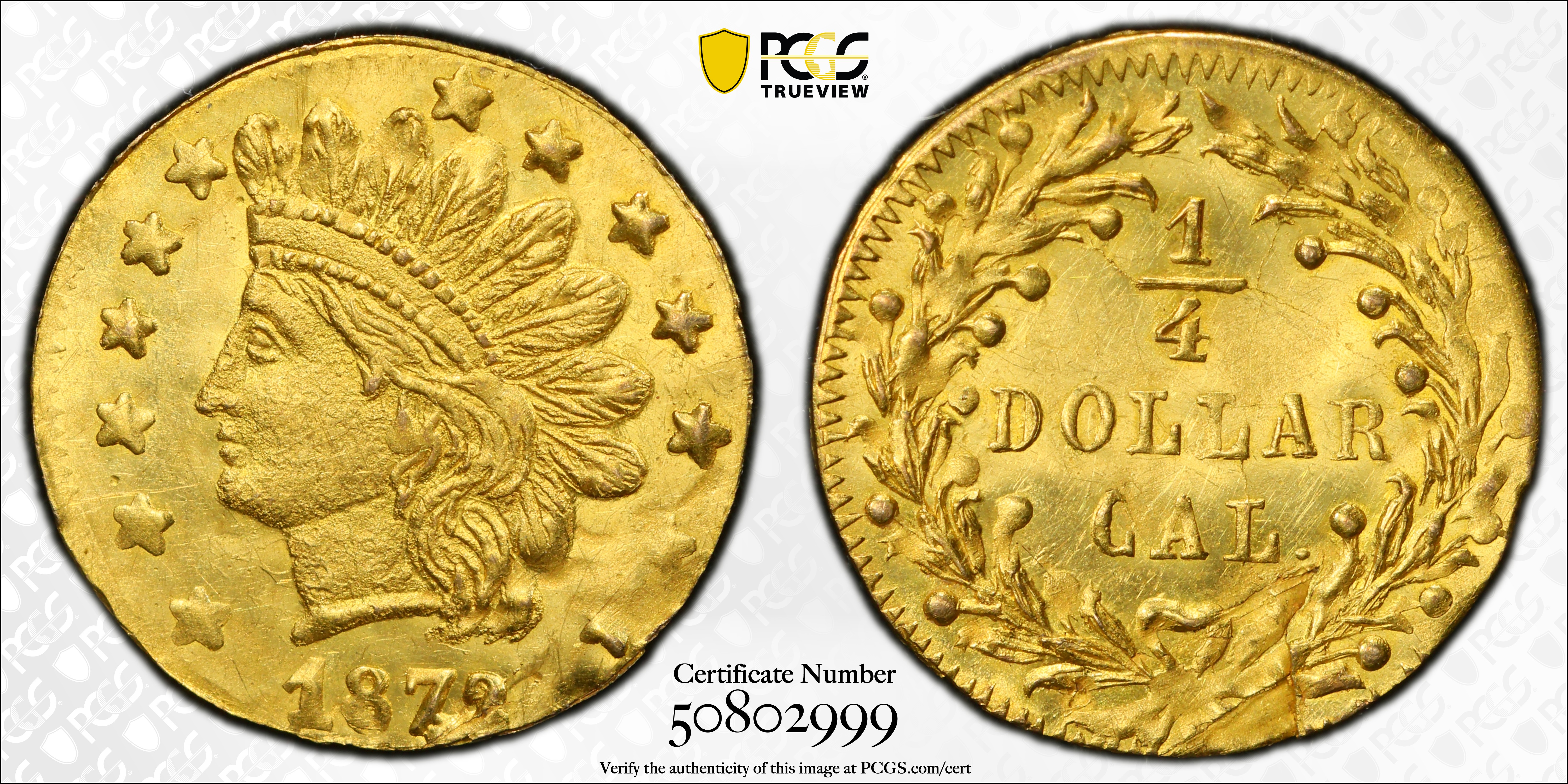 image for: 1872/1 Round 25 Cents. BG-870. Rarity-3. Indian Head. MS-63 (PCGS).