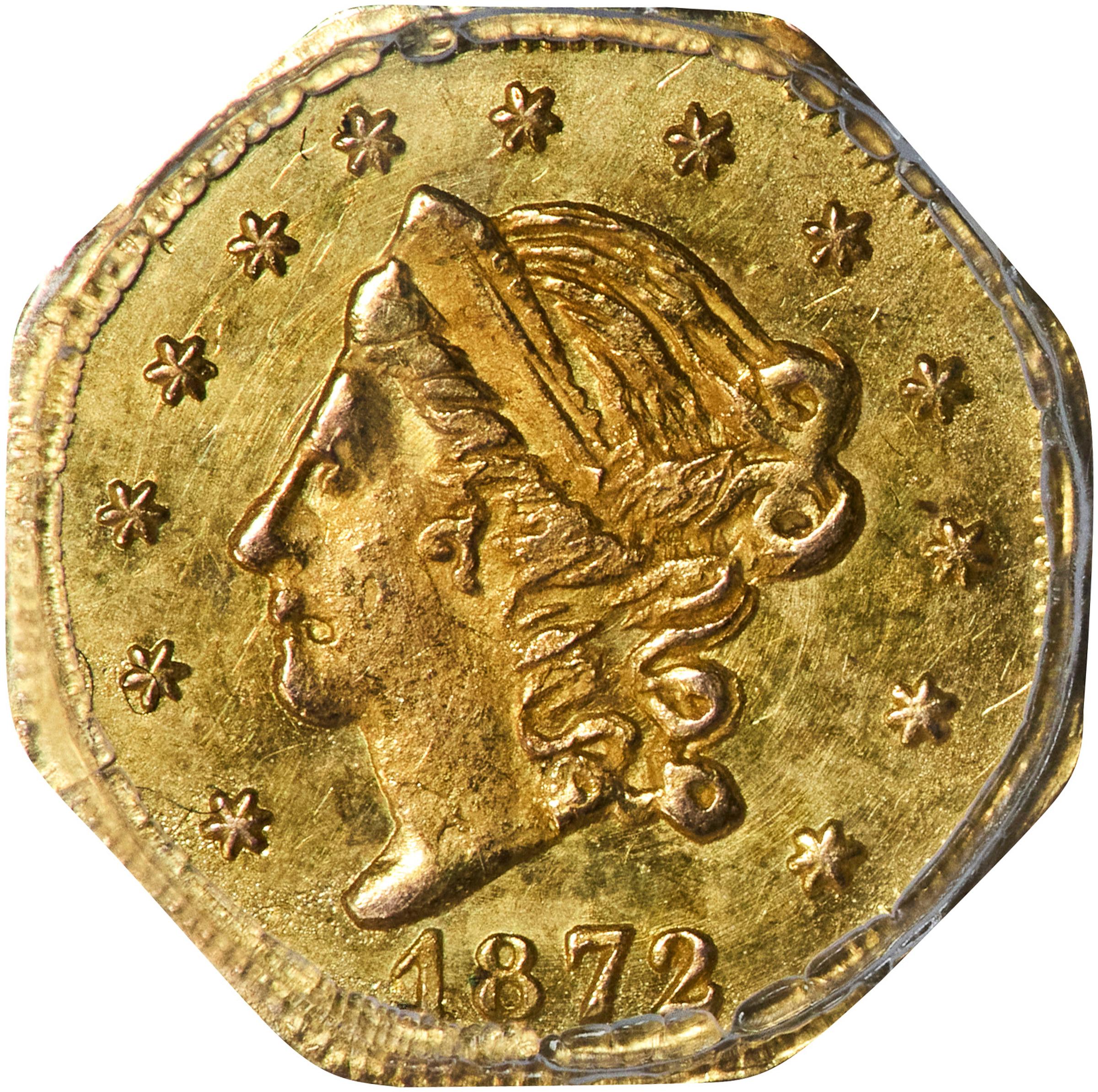 image for: 1872 Octagonal 50 Cents. BG-913. Rarity-4. Liberty Head. Unc Details--Residue (PCGS).