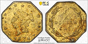image for: 1874 Octagonal 50 Cents. BG-930. Rarity-5. Liberty Head. AU Details--Environmental Damage (PCGS).