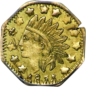 image for: 1875 Octagonal 50 Cents. BG-933. Rarity-5. Liberty Head. AU Details--Planchet Flaw (PCGS).