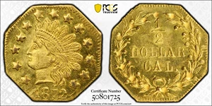 image for: 1872 Octagonal 50 Cents. BG-940. Rarity-4. Indian Head. MS-64 (PCGS).